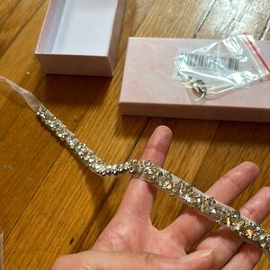 Handmade Crystal Rhinestone Bridal Belt with Ribbon Sash